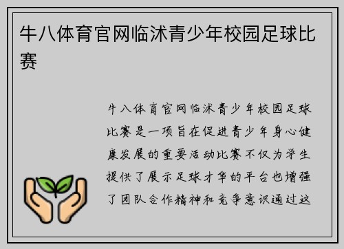牛八体育官网临沭青少年校园足球比赛